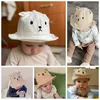 Czapki hats topi ember bayi musim semi Panas Panama Baru Lahir Telinga Beruang Lutu Matahari Laki Laki Perempuan Pantai Luar Ruangan Warna Polos 230328