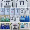 Slovenya Basketbol 7 Luka Doncic Formaları 77 Euroleague Euroleague Milli Takım Koleji Nakış ve Dikiş Üniversitesi Takımı Mavi Beyaz Renk Nefes Alabası