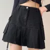 Etekler kadın katlar denim mini seksi kawaii sokak kıyafetleri Kore tarzı şık aline vintage moda harajuku tatlı kızlar 230329