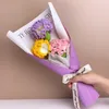装飾的な花の手編集花糸のかぎ針編みローズカーネーションブーケウェディングデコレーション偽の手作りバレンタインギフト