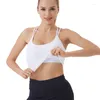 Yoga-Outfit, überkreuzter Rücken, langer Sport-BH für Frauen, Fitness, sexy Riemchen, Laufbekleidung, eingebaut, abnehmbar, gepolsterter Push-Up, atmungsaktiv