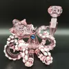 2023 Parta -prima Bongo de Bongo Cabelado Pink Octopus Bongos feminino Glass Dab Rig Craft Hand Craft 14,4mm Male articulação artesanal Bubbler vívido Banger