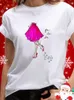 女性のTシャツクリスマスエルクプリントTシャツオートム2023スタイルトップスシャツカスタムユニセックスのための女性Tシャツ