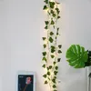 Strings 2m/ 20 plantas artificiais LEDs cordas claras folhas verdes videira fada fada lâmpada guirlanda diy pendurado iluminado