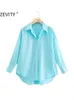 Women's Blouses Shirts Zevity Women Simply Candy Color Single Breast Poplin Shirt Office Women's Long Sleeve Shirt Roupas Chic Chemistry Tops LS9114 230329