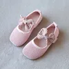 Athletic Outdoor 2023 Spring Summer Girls Shoes Air Mesh Breathable Kids Casual Shoes Children's Flats Cut-outs Bow-knot Sweet Princess Chic Soft W0329