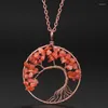 Pendant Necklaces 7 Chakra Tree Of Life Necklace Copper Crystal Natural Stone Quartz Stones Reiki Pendulum Pendants Women Gift