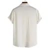 Мужские повседневные рубашки ropa de hombre 2022 Летовая новая мужская модная тенденция сплошная рубашка с короткими рукавами w0328