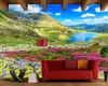 壁紙Papel de Parede Glacier Lake High Mountains and Flower Landscape 3D壁紙リビングルームベッドルームの壁紙ホームデコレーション壁画