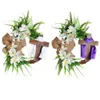 Ghirlande di fiori decorativi Ghirlanda di croce in legno di Pasqua 18 "Arredamento in rattan per porta d'ingresso Segno di benvenuto Vacanza rustica D Y2R1 P230310