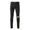 Men's Jeans Men Classic Black Jeans Stretch Denim Holes Ripped Skinny Pants Streetwear Tapered Trousers High Quality 230329