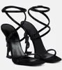 Luxury Brand Women Opyum Sandals Shoes Crystal-embellished Ankle Strappy Square Open Toe High Heels Buckle Fastening Lady Famous Gladiator Sandalias