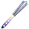 Unsharpened Stainless Steel Folding Knife Butterfly Training Knife Outdoor Metal Practice Knife Blunt Tool Balisong Trainer