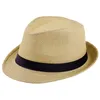 Stingy Brim Hats Women Kids Summer Jazz Caps Sun Hat Casual Solid Color Panama Straw Block UV Protection
