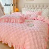 Beddengoed sets winter prinses windclip katoen kristal fluweel 4 stks koraal quilt cover laken 3 stks melkrok rok