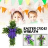 Decorative Flowers Wreaths Easter Cross Wreath Front Door Window Hanging Garland Lavender Eucalyptus For Home Party Decoration Purple Color R3G8 P230310