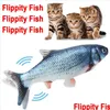 Cat Toys Flipping Fish Toy Realistic Plush Electric Doll Funny Interactive Pets Chew Bite Floppy Perfect For Kitty Exercise Drop Del Dharc