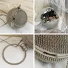 Kvällspåsar silver mini rund boll för kvinnor mode diamanter koppling damer messenger kedja handväska ftb166 230329