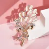 Fashionable Opal Stone Flower Brooch Pin Garment Cardigan Dress Shirt Clothes Corsage Lapel Pin Decor Jewelry Gift Accessories