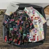 Chemises décontractées pour hommes Harajuku Dark Icon Imprimé Hawaii Shirt Hommes Été Hommes Chemise À Manches Courtes Streetwear Vêtements Hawaii Bouton Revers Manches Courtes W0328