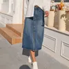 Etekler zhisilao yüksek bel düz denim kadınlar vintage bölünmüş çatal mavi uzun bodycon kalem jean 230329