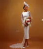 Nigeria Africa Boho Wedding Dress Lace Train Simple Sheath Long Sleeve Beach Bohemain Bridal Gown Sexy Open Back Short Bride Party Dresses 2023 Black Girls casamento
