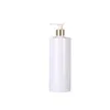 Packing Plastic Shiny White Bottle 300 ml 500 ml platt axel husdjur vit svart lotion press pump guld silver krage förpackning kosmetisk återfyllningsbar behållare