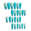 False Nails 2023 24PCS Long Press On Cute Gradient Blue Design Fake Full Coverage Artificial For Women & Girls