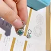 Серьги -грибы стерлинговое серебро 1CT Синий и зеленый мозанит Специальное капля 14K Платиновый 4 Колочный камень бриллиант для женского боя