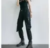 Frauen Hosen Cargo Schwarz Harem Mode Punk Taschen Jogger Hosen Weibliche Harajuku Gummi Hohe Taille Streetwear 230329