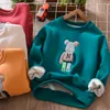 Jackets Boys Fleece Lined Sweater Winter Children s Cartoon Top Single Layer Bottoming Shirt 230329