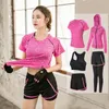 Ensembles de course Sporty 5Piece Running Set Vêtements de sport pour femmes Collants de yoga Séchage rapide Jogging Sportswear Fitness Running Sportswear 230329