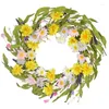 Decoratieve bloemen Daisy krans 17 "kunstmatige lente zomer voor voordeur muur raam thuis bruiloft festival feestdecoratie