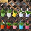 Planters Pots 10pcs Wall Hanging Flower Metal With Handle Iron Garden Balcony Vertical Bucket Holder Home Decor 230329