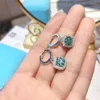 Stud Earrings Sterling Silver 1CT Blue And Green Mosanite Special Drop 14K Platinum 4 Claw Gemstone Diamond For Women's Bout