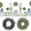 Dekorativa blommor kransar 2020 Ny lavendelkrans konstgjorda gröna bladblomma hushängen hängande ornament för ytterdörren bröllopsfest dekor p230310