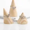 Jewelry Pouches Fashion Boutique Wood Ring Display Holder Cone Shaped Organizer Stand Support Finger Rack Bague Crafts Storage Showcase