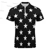 Erkek Polos Siyah Beyaz Yıldız Sıradan Polo Gömlek Modern Modaya Gizli T-S Erkek Kısa Sleeve Tasarım Sokak Tarzı Büyük Boy Giyim Y2303