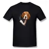 Men's T Shirts Beagle Animal Coming From Inside Graphic Funny Basic Short Sleeve T-Shirt Dog PAPA Shirt USA Size