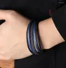 Bangle Braided Blue Color Leather Bracelets For Men Armband Heren Trendy Genuine With Magnetic Factory Wholesale