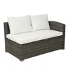 Conjuntos de sofá seccionais de vime PE Cushioned PE Rattan Conjuntos de mobiliário de pátio ao ar livre (almofada bege) Estoque dos EUA