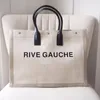 Canvas Large capacity Beach bag Rive Gauche Genuine leather top handle Luxury Designer fashion Linen casual tote Shoulder duffle handbag crossbody clutch bags hobo