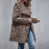 Pelliccia da donna Leopard Faux Cappotto vintage da donna Giacca a maniche lunghe in peluche sfocato Colletto con risvolto allentato oversize Parka caldo 2023 Streetwear spesso