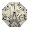 Umbrellas France Eiffel Tower City Print Женщины мужчины дождь зонтик Три складывающаяся девушка долговечный портативный автоматический подарок золь