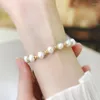 Strand Mosan Natural Freshwater Pearl 14K Plated Gold Armband Simple SMEYCHERY FÖR KVINNASMODE