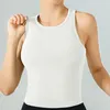 Sexy Designer LULU T-shirt da donna crop Canotta Sport di marca Spalla Solid Simple Summer Top corto Casual senza maniche Aperto indietro