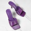 Sandals Summer Fresh Green Purple Slides Shoes Women High Quality Slip On Square Toe Heel Casual