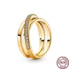 925 Silver Women Fit Pandora Ring Heart Original Crown Crown Fashion Rings Ringlaid Three Ring Interwoven femme
