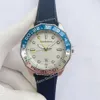 Orologio da uomo con movimento automatico 43 mm Lunetta bicolore argento blu Quadrante luminoso Corona a vite Orologio da polso con cinturino in metallo