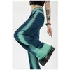 Kvinnors jeans kvinnors jeans hög midja retro raka fickbyxor fashionabla design gata klädgradient färger hip-hop y2k denim bred benbyxor 230329